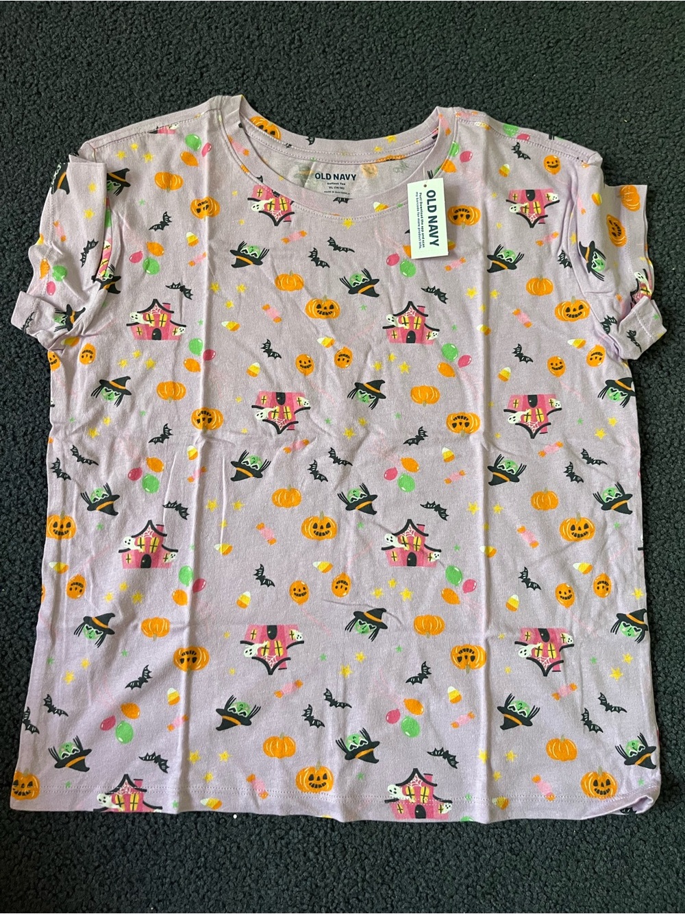 Old Navy Lavender Halloween Print Short Sleeve Tee